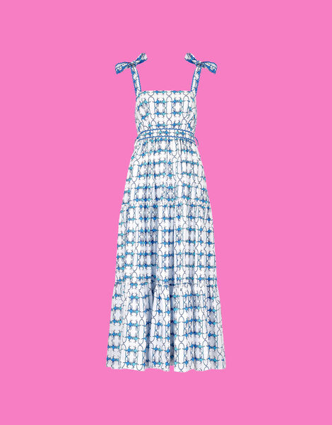 DEEBA Willa Print Tiered Dress White, White (WHITE), large