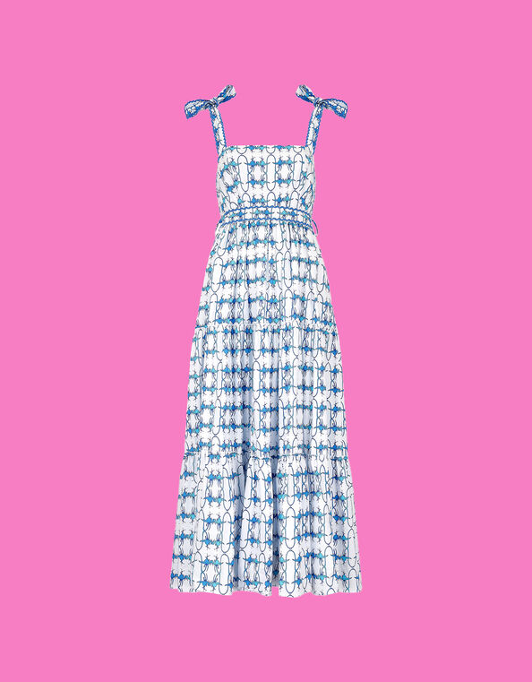 DEEBA Willa Print Tiered Dress White, White (WHITE), large