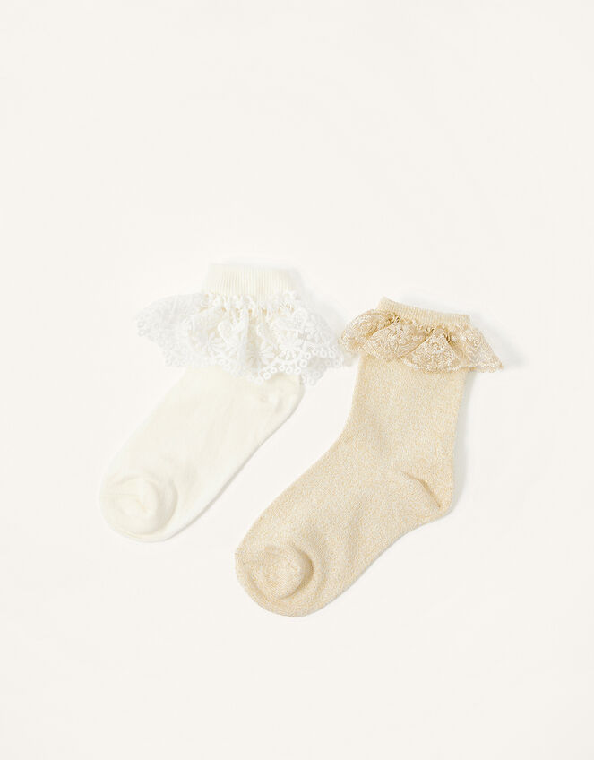 Lace Frill Sock Twinset, Gold (GOLD), large