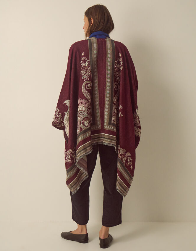 Crissy Jacquard Poncho, Red (BERRY), large