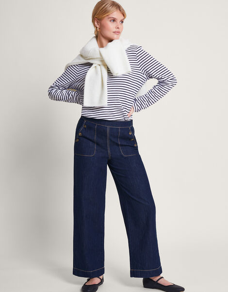 Harper Short-Length Crop Jeans, Blue (INDIGO), large