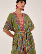 Embroidered Kimono in LENZING&trade; ECOVERO&trade;, Green (GREEN), large