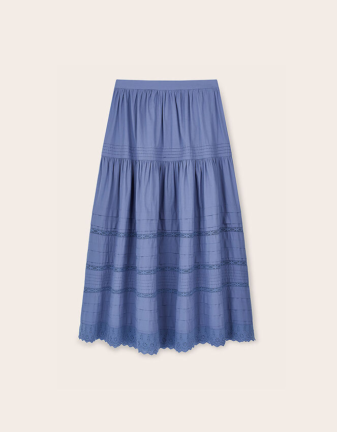 East Betsy Cotton Poplin Midi Skirt, Blue (BLUE), large