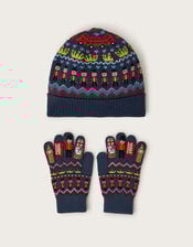 London Knit Beanie Hat and Gloves Set, Multi (MULTI), large