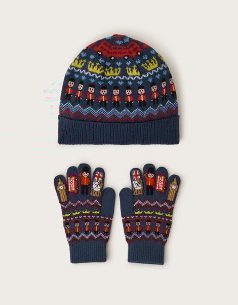 London Knit Beanie Hat and Gloves Set, Multi (MULTI), large