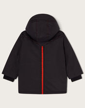 Parka Coat with Contrast Stitch, Black (BLACK), large