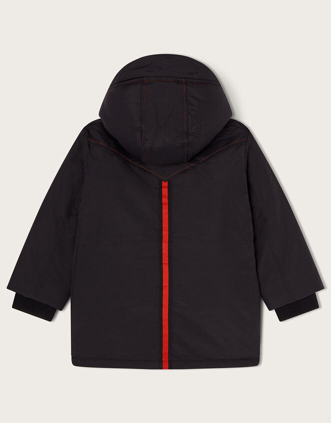 Parka Coat with Contrast Stitch, Black (BLACK), large