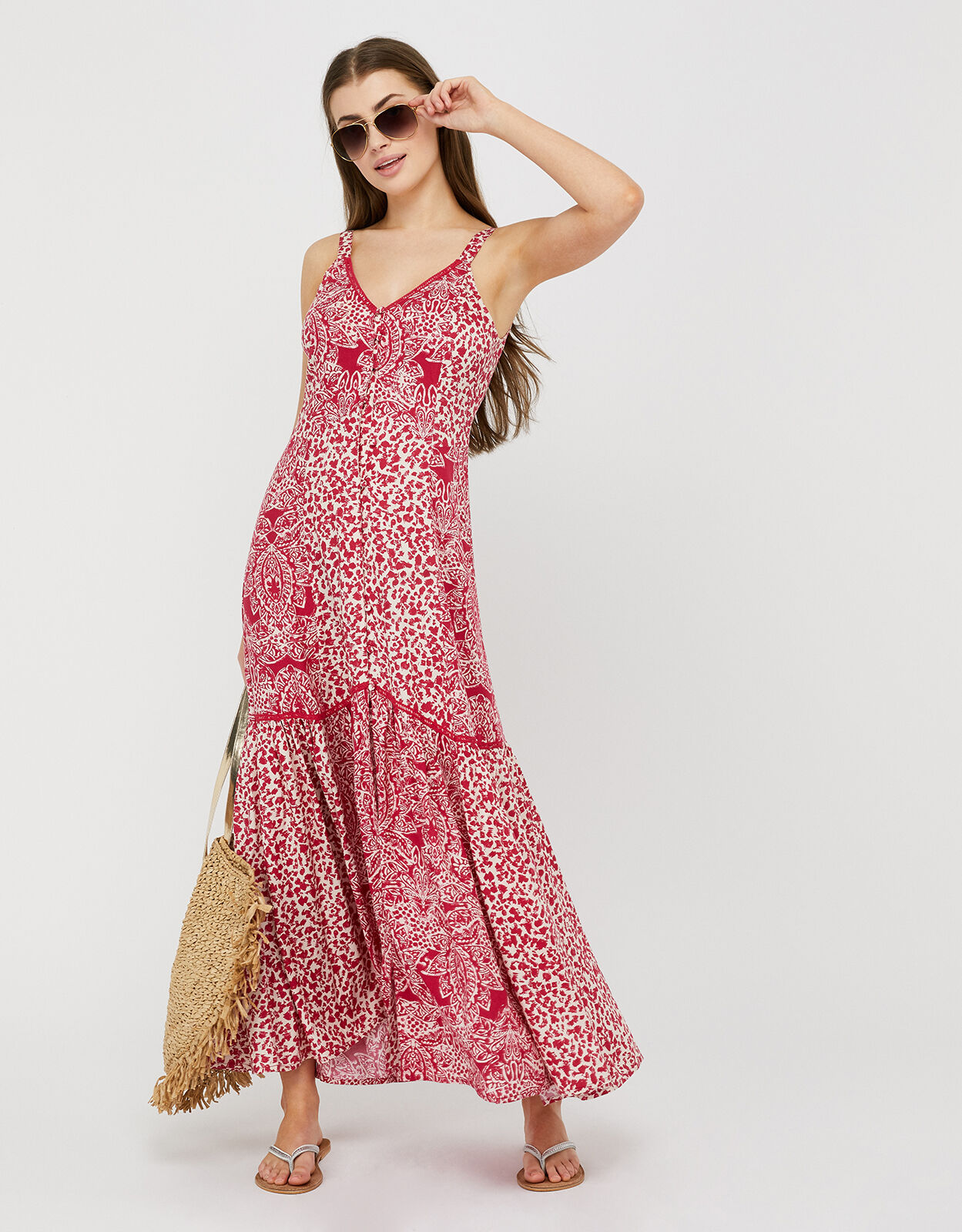 Pink printed maxi dress clearance