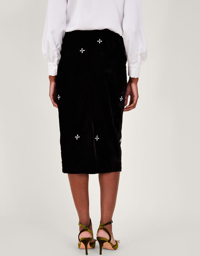 Carola Embellished Midi Skirt, Black (BLACK), large