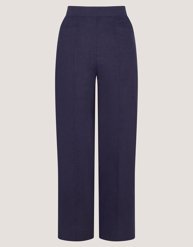 Lucy Short Straight Leg Linen Trousers, Blue (NAVY), large