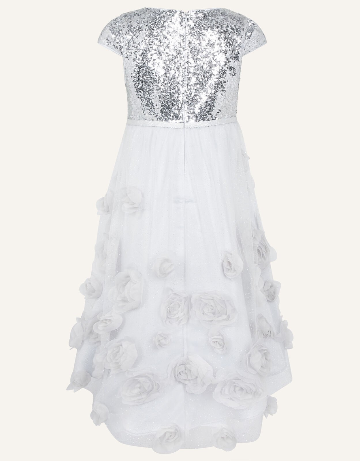 Sequin 3D Flower Dress Silver