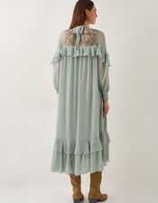 Debbie Polka Dot Ruffle Maxi Dress, Green (SAGE), large