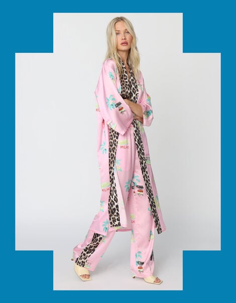 Crās Hawaii Printed Leopard Side-Stripe Trousers, Pink (PINK), large