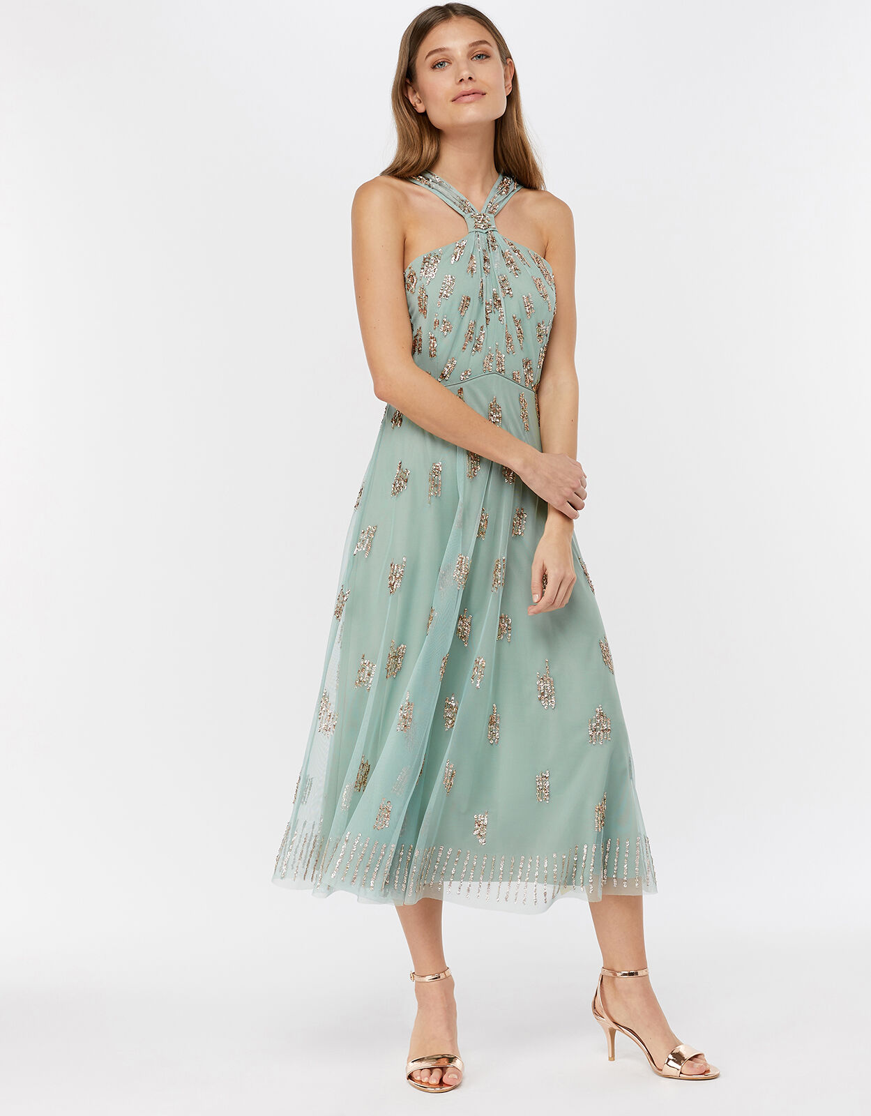 Gracella embellished halter dress outlet