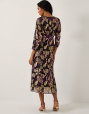 Georgie Metallic Floral Midi Dress, Purple (PURPLE), large
