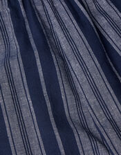 Stripe Belted Jumpsuit in Linen Blend, Blue (NAVY), large