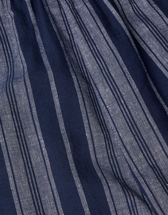 Stripe Belted Jumpsuit in Linen Blend, Blue (NAVY), large