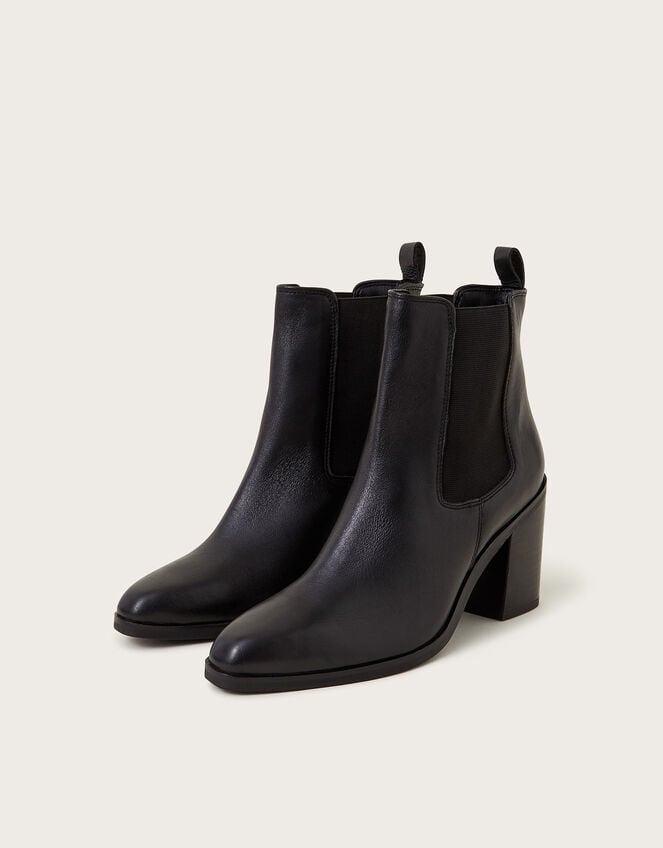 Libby Leather Block Heels, Black (BLACK), large