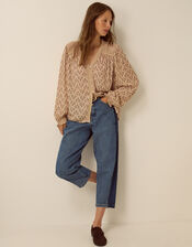 Clementine Lace Print Top, Ivory (IVORY), large