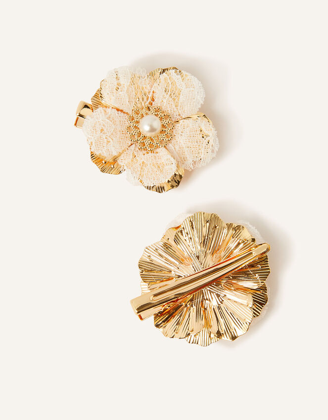 Lacey Pearl Flower Hair Clip Twinset, , large
