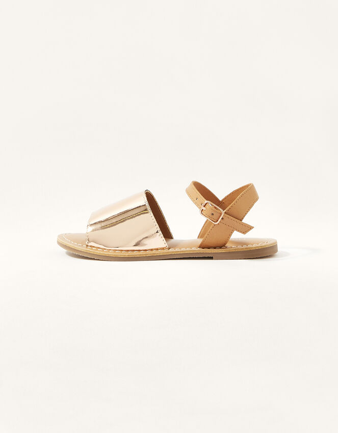 Mirror Zeta Peep-Toe Sandals, Gold (ROSE GOLD), large