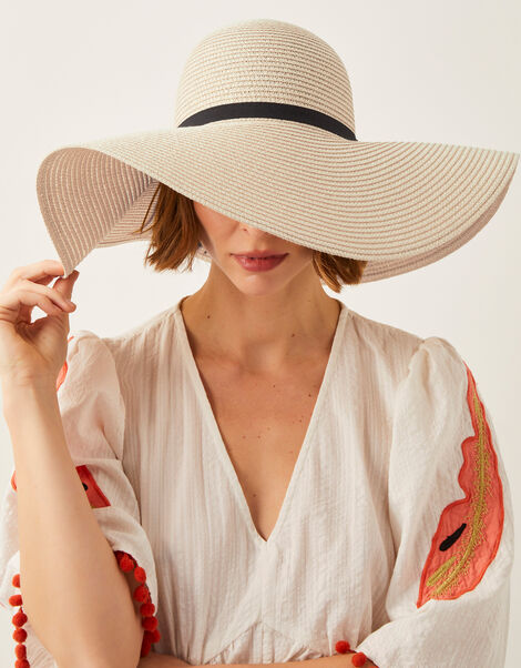 Mae Floppy Straw Sun Hat, , large