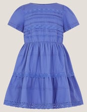 Broderie Tiered Dress, Blue (BLUE), large
