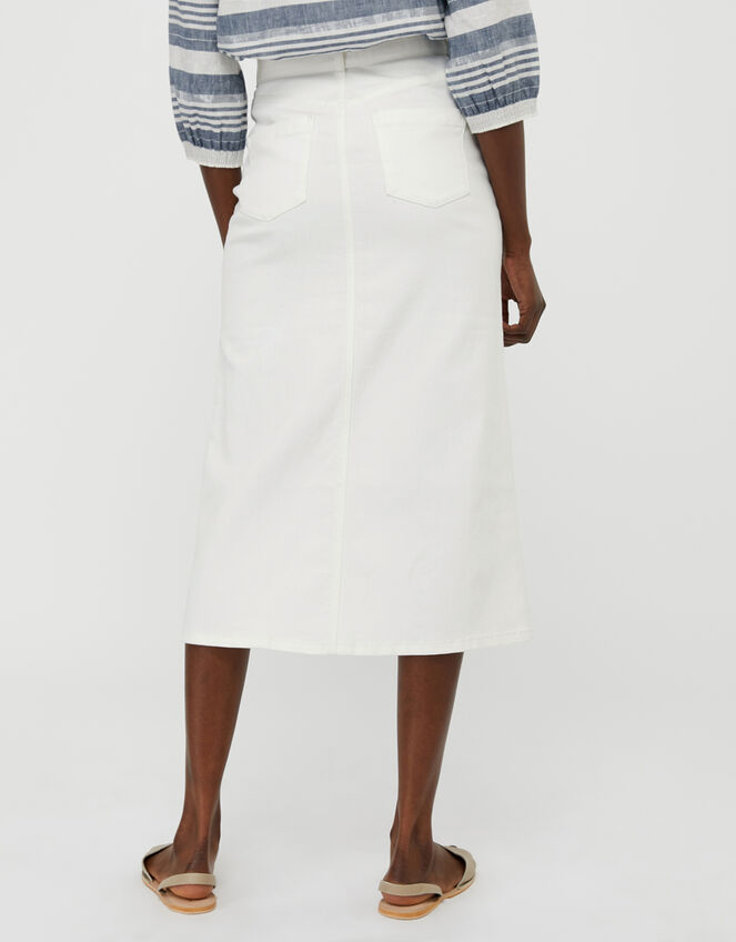 Clare Denim Midi Skirt, Natural (ECRU), large