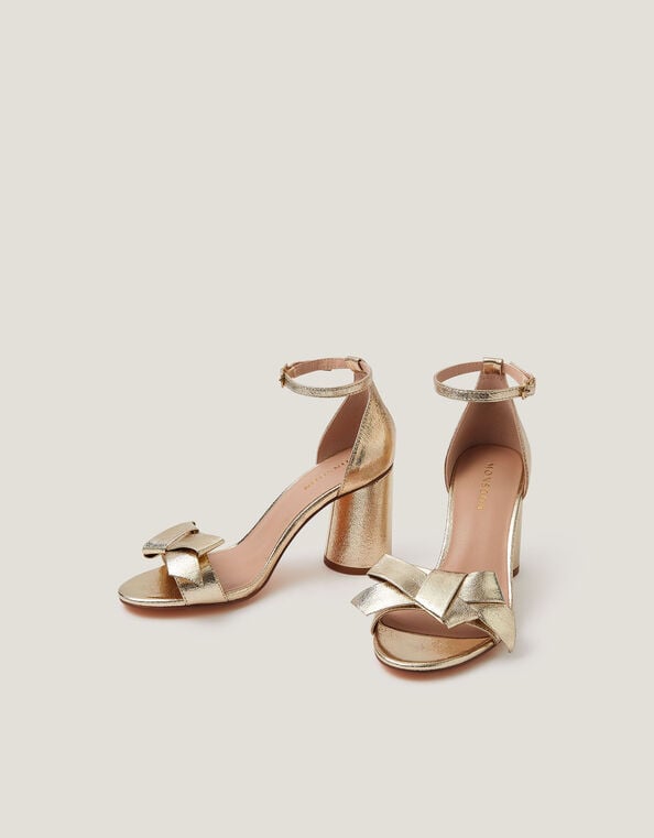 Emer Bow Metallic Heels, Gold (GOLD), large