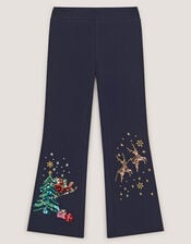 Christmas Kick Flare Leggings, Blue (NAVY), large
