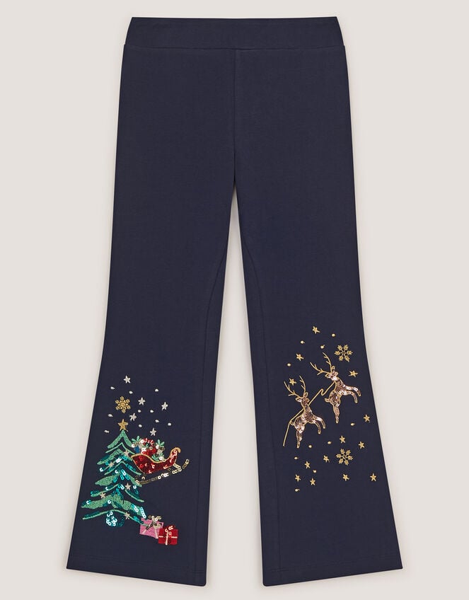 Christmas Kick Flare Leggings, Blue (NAVY), large