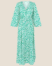 Animal Print Dress in Pure Cotton, Green (GREEN), large