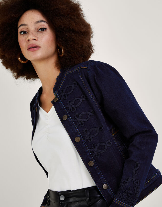 Lauria Nautical Denim Jacket with Sustainable Cotton, Blue (INDIGO), large