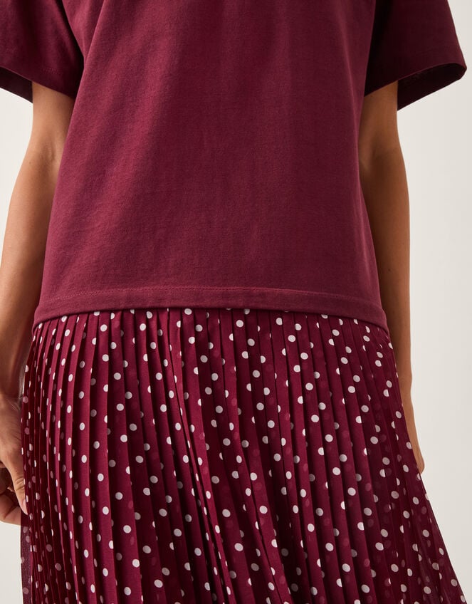 Senya Polka Dot Midi T-Shirt Dress, Red (BERRY), large