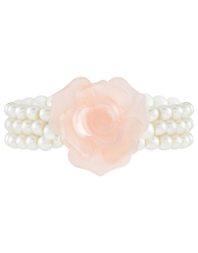 Rose and Pearl Stretch Bracelet, , large