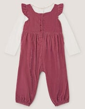 Baby Top & Smocked Velvet Dungarees Set, Pink (PINK), large