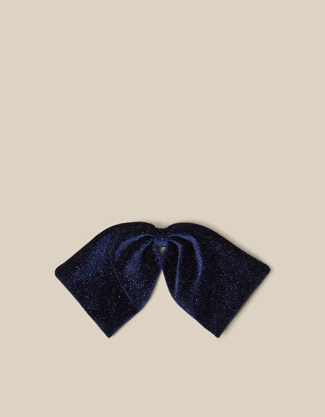 Sparkle Velvet Bow Hair Clip, Blue (NAVY), large