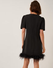 Arlette Feather Mini Dress, Black (BLACK), large