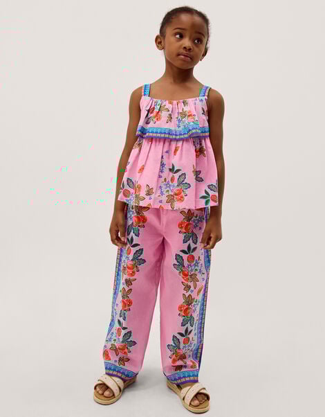 Oriana Fruit Print Top & Trousers Set, Pink (PINK), large