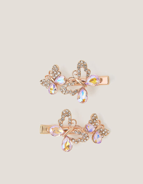 2-Pack Diamanté Butterfly Hair Clips, , large