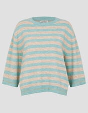 Sammi Stripe Crop Sleeve Jumper, Green (GREEN), large