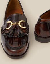 Harley Fringe Patent Loafers, Brown (BROWN), large