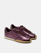 Hoff Bridge Metallic Leather Trainers, Red (BURGUNDY), large