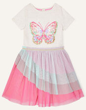 Butterfly Ruffle Disco Dress, Pink (PINK), large