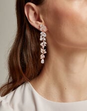 Diamante Leaf Drop Earrings, , large