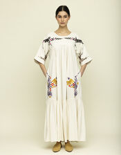 Tallulah & Hope Zoe Embroidered Maxi Dress, Camel (OATMEAL), large