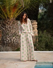 La Galeria Elefante Star Print Wide Leg Trousers, Orange (PEACH), large