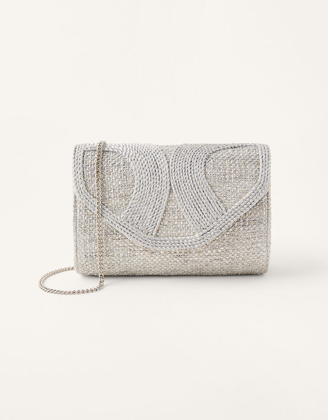 Metallic Rope Envelope Clutch Bag , , large