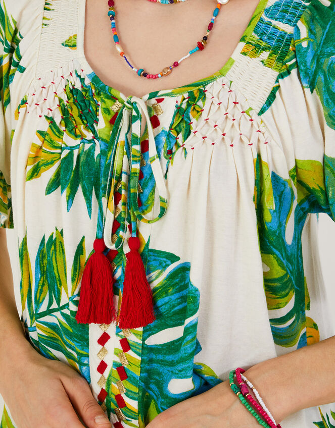 Palm Print Jersey Top , Ivory (IVORY), large