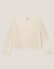 Cropped Knit Jumper, Ivory (IVORY), large